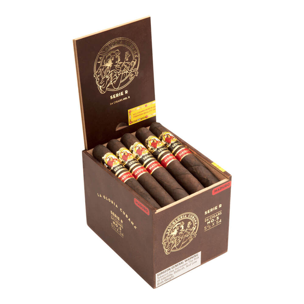La Gloria Cubana Serie R No. 5 Maduro Cigars - 5.5 x 54 (Box of 24) Open