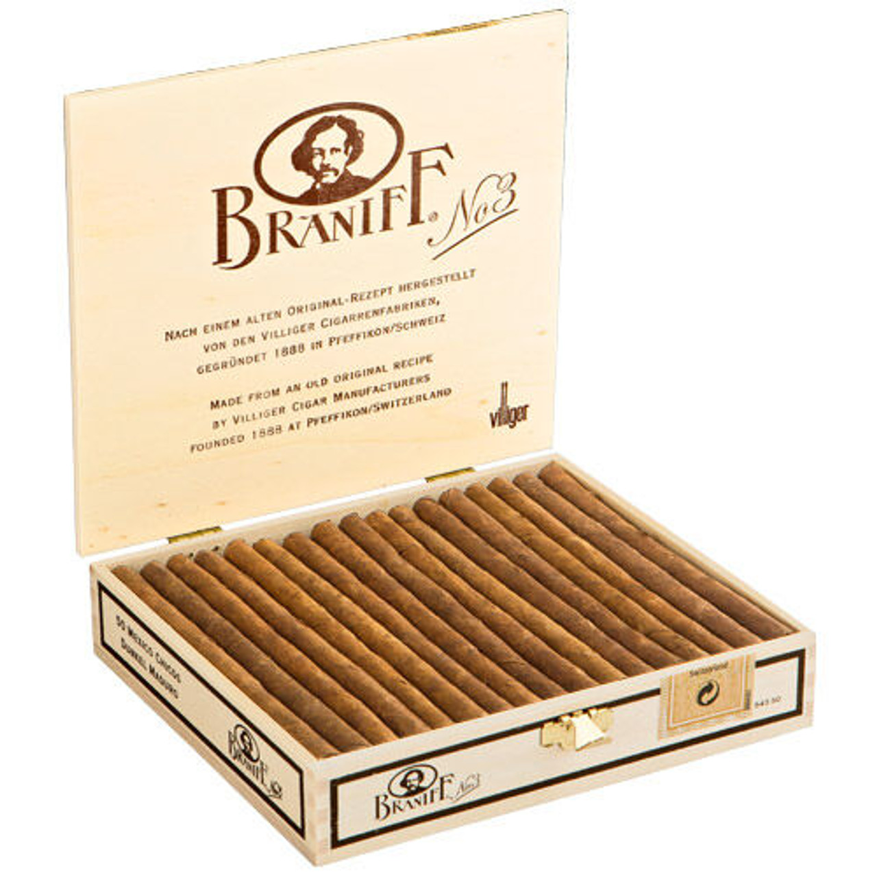 Villiger Braniff #2 Cigars - 4.63 × 21 (Box of 50) - Natural Open