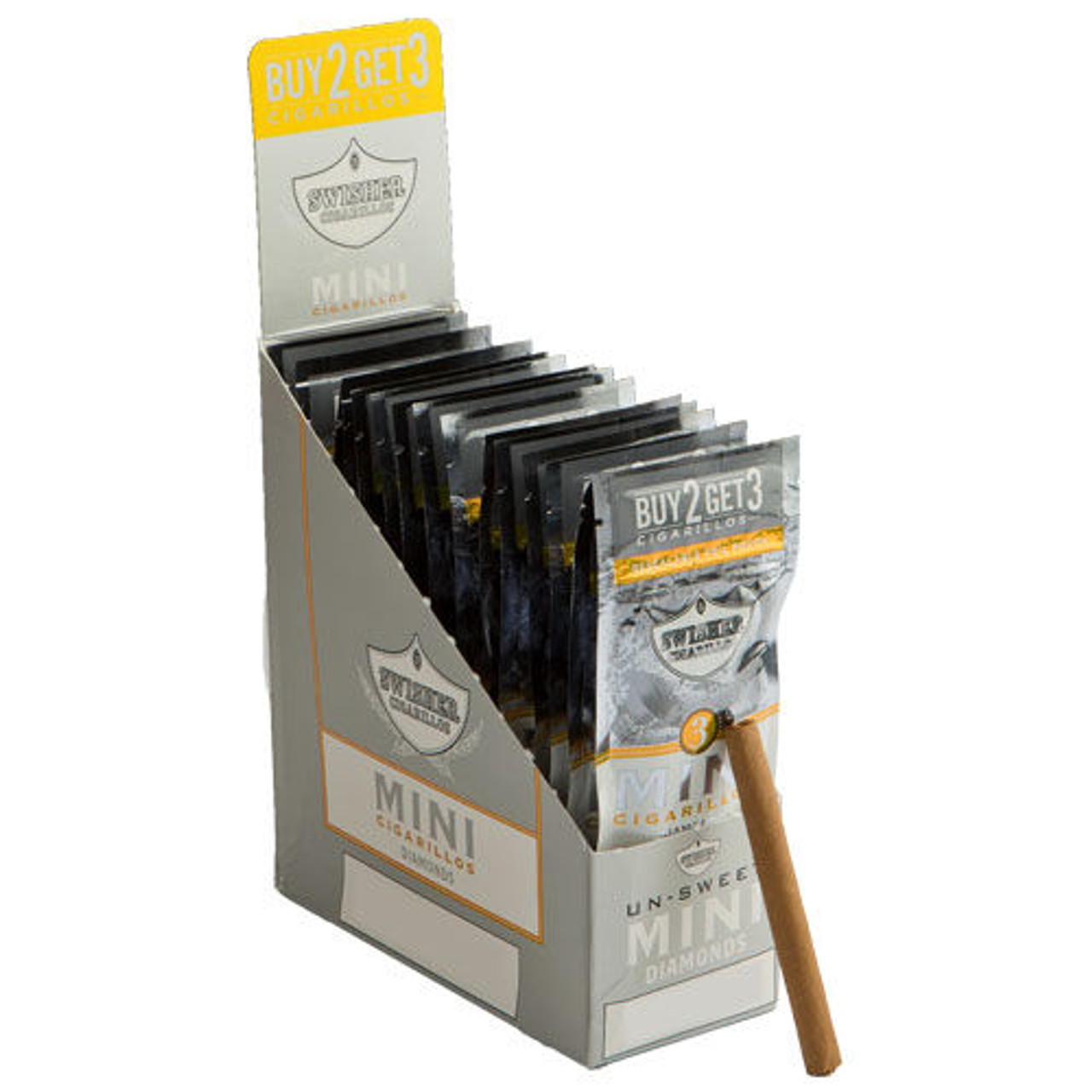 Swisher Sweets Cigarillos Mini Diamond Cigars - 3.5 x 20 (15 Packs of 3) Natural *Box