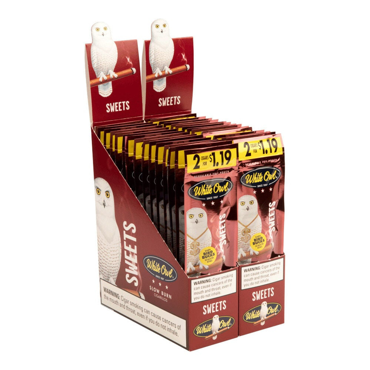 White Owl Cigarillos Sweets Cigars - 4.37 x 28 (30 Packs of 2 (60 Total)) *Box