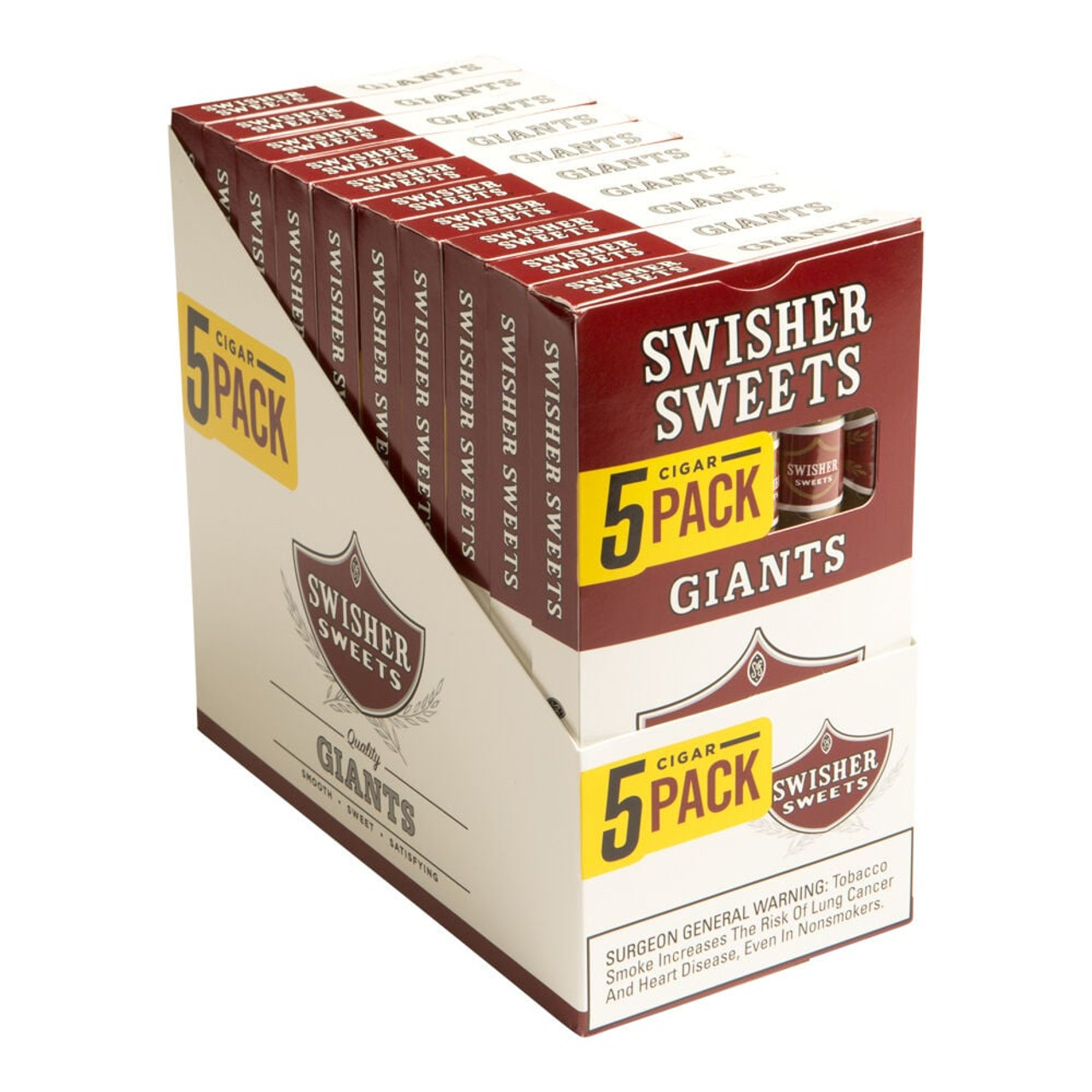 Swisher Sweets Giants Cigars - 6.12 x 44 (10 Packs of 5 (50 Total)) *Box