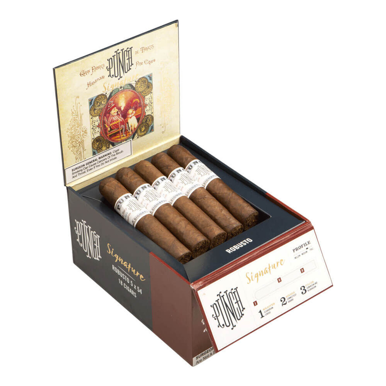 Punch Signature Robusto Maduro Cigars - 5 x 54 (Box of 18) Open