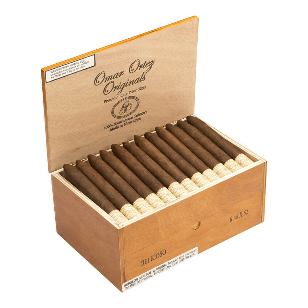 Omar Ortez Originals Belicoso Cigars - 6.12 x 52 (Box of 60) Open