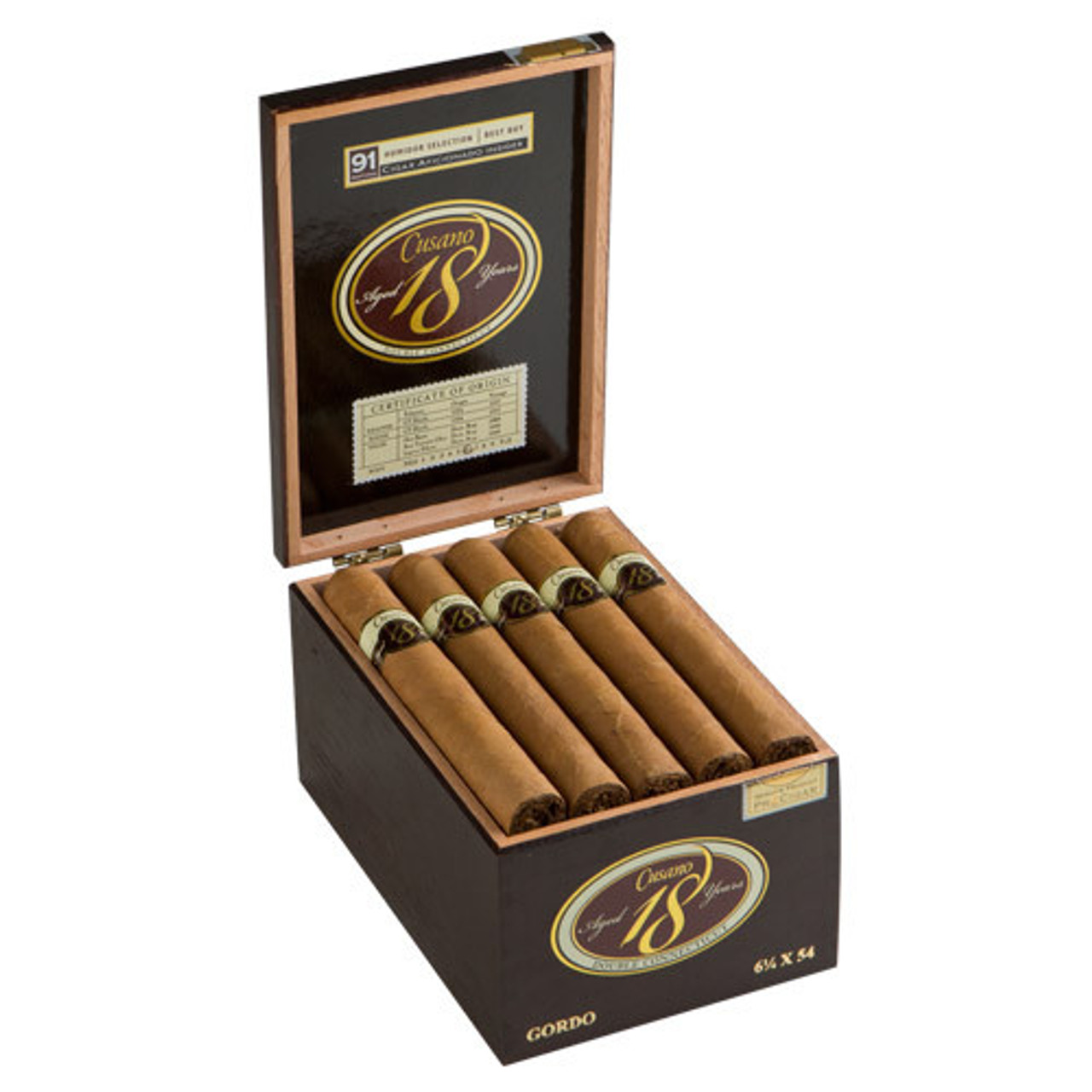 Cusano 18 Double Connecticut Toro Cigars - 6.5 x 46 (Box of 18) Open