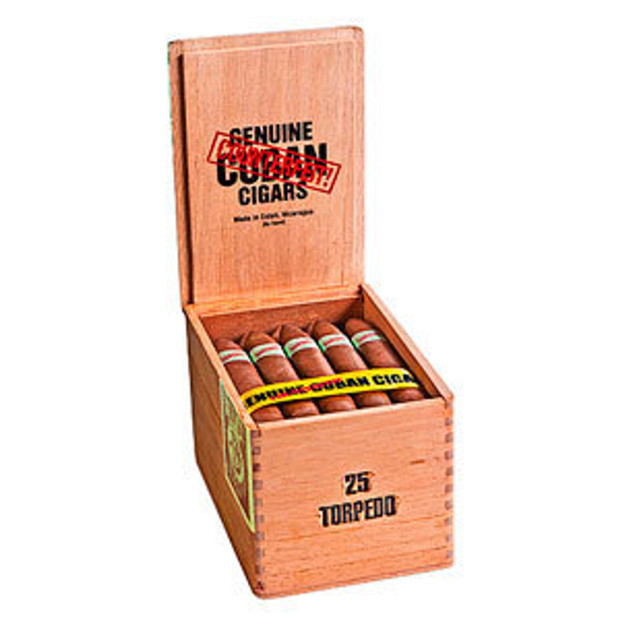 Genuine Counterfeit Cuban Torpedo Cigars - 6 x 54 (Box of 25) Open