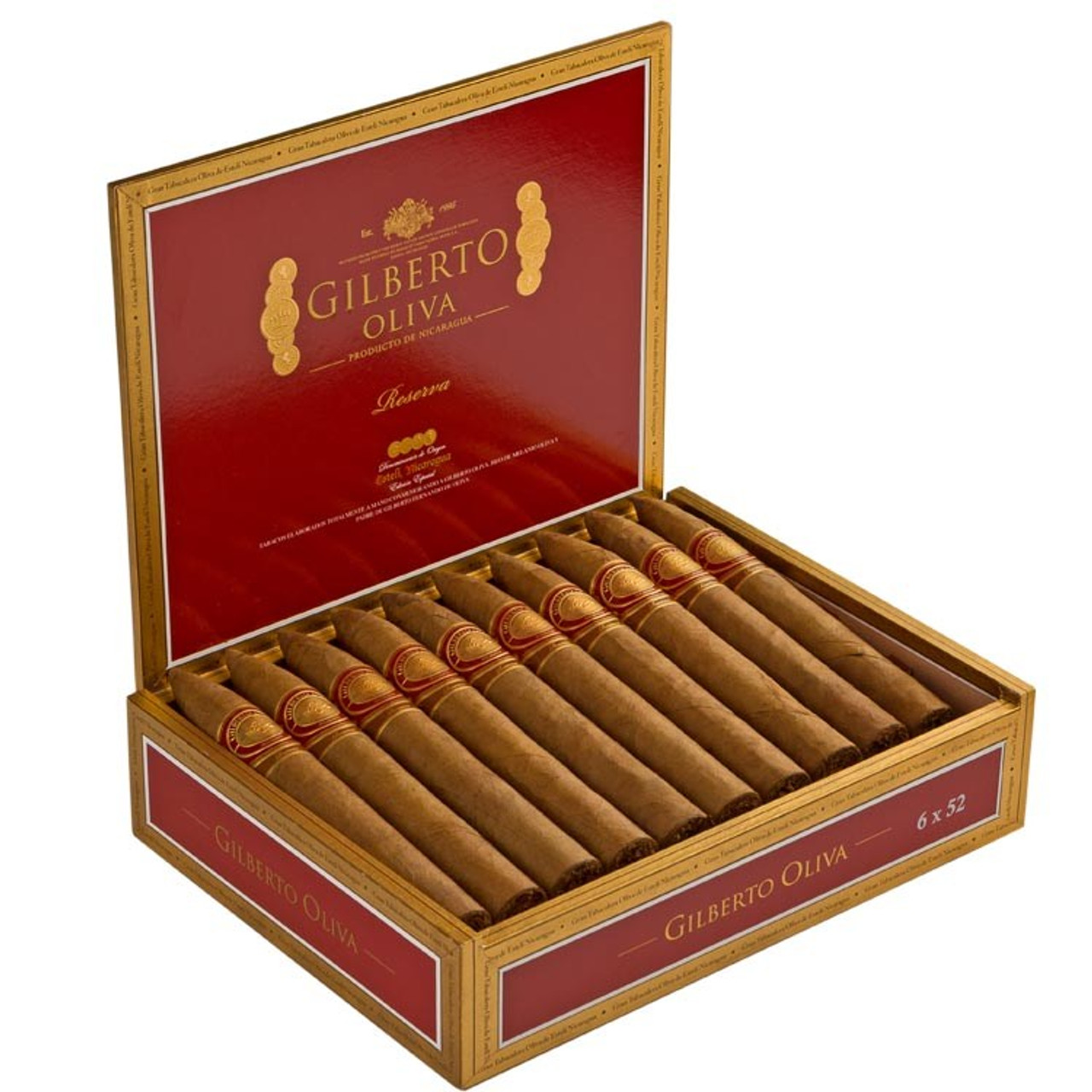 Gilberto Oliva Reserva Robusto Cigars - 5 x 50 (Box of 20) Open