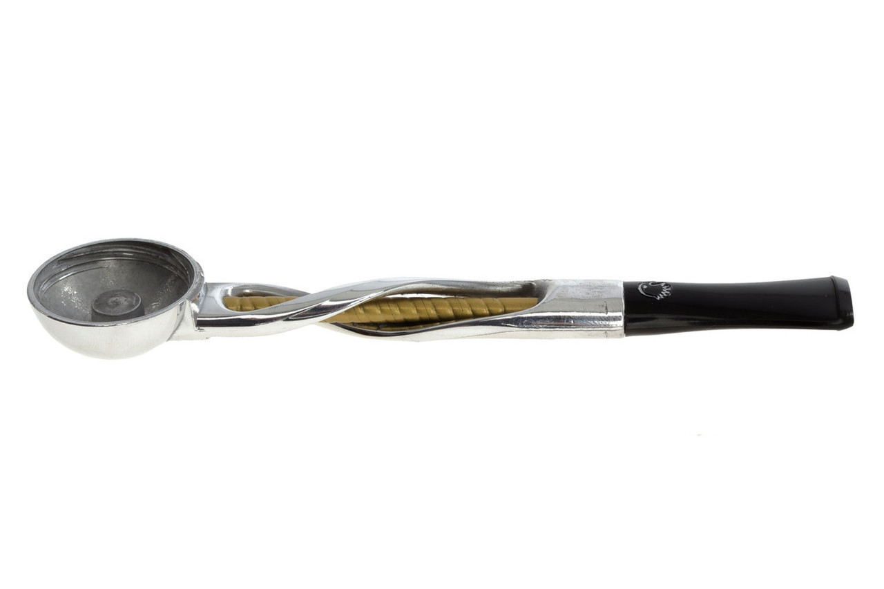 Falcon Pipe Yellow Twist Chrome Straight Stem