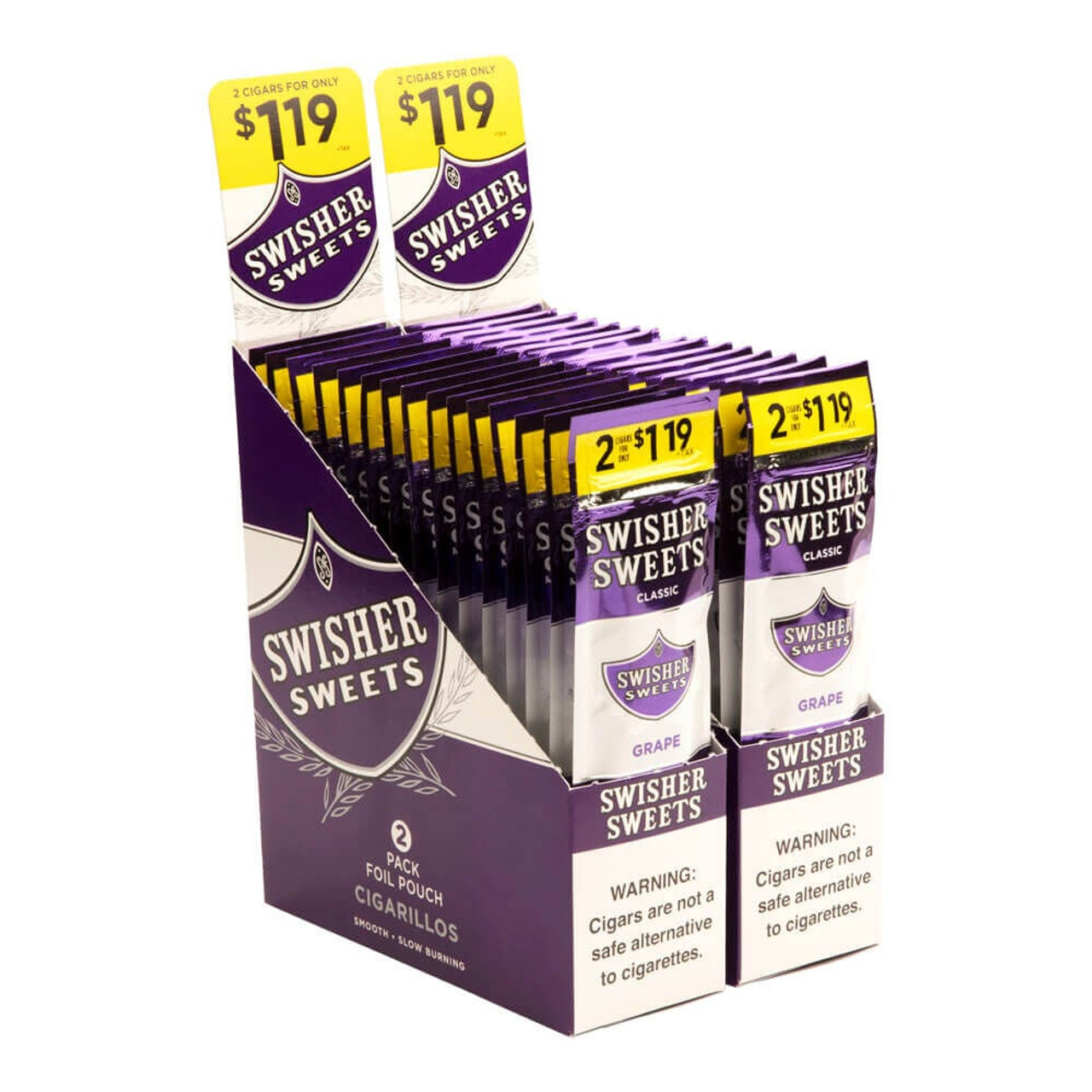 Swisher Sweets Cigarillos Grape Cigars - 4 x 30 (30 Packs of 2 (60 total)) *Box