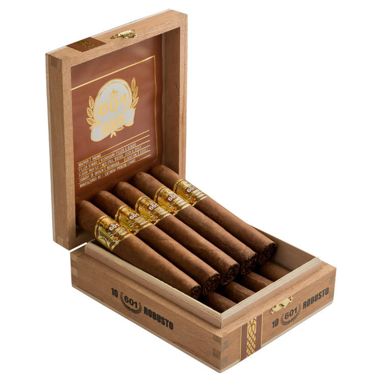 601 Gold Label Robusto Cigars - 5 x 50 (Box of 10) Open