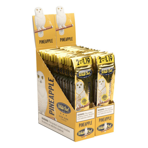 White Owl Cigarillos Pineapple Cigars - 4.37 x 28 (30 Packs of 2 (60 total)) *Box