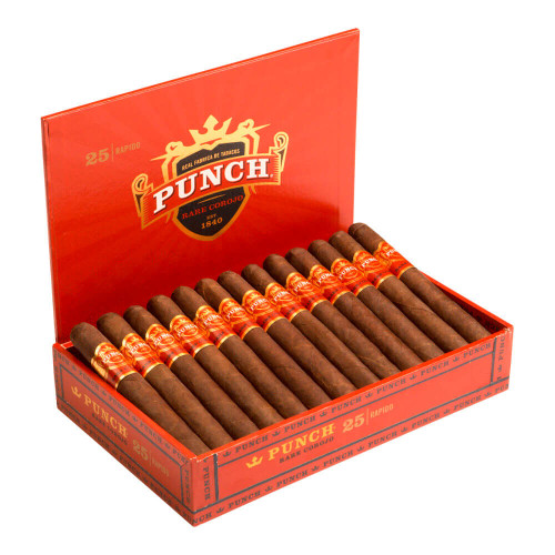 Punch Rare Corojo Rapido Cigars - 5 x 40 (Box of 25) Open