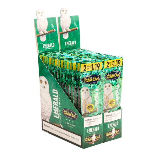 White Owl Cigarillos Emerald Cigars - 4.37 x 28 (30 Packs of 2 (60 total)) *Box