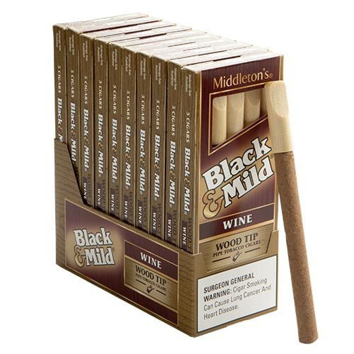 Black & Mild Wood Tip Wine Cigars (10 Packs of 25) - Natural *Box