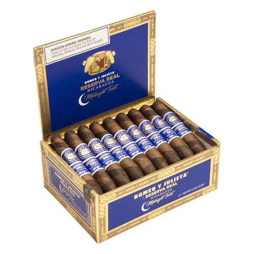 Romeo y Julieta Reserva Real Nicaragua Midnight Twist Twisted Love Story Cigars - 4.25 x 46 (Box of 25) Open