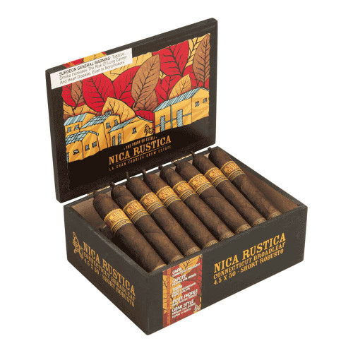 Nica Rustica Broadleaf Short Robusto Cigars - 4.5 x 50 (Box of 25) Open