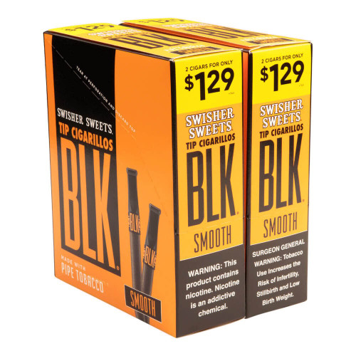 Swisher Sweets BLK Cigarillos Smooth Tip Cigars - 4 x 30 (30 Packs of 2 (60 Total)) *Box