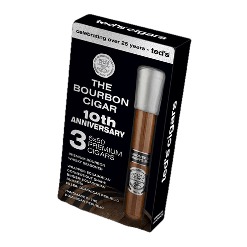 Ted's Seasoned With Makers Mark Bourbon Whisky 650 10th Anniversary Pack Cigars - 6 x 50 (Box of 3)