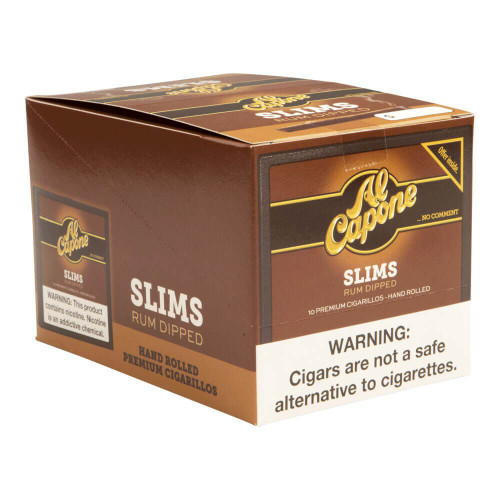 Al Capone Slims Rum Cigars (10 Packs Of 10) - Natural * Box
