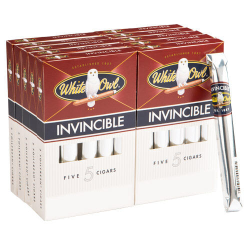 White Owl Invincible Cigars - 5.25 x 42 (10 Packs of 5) *Box