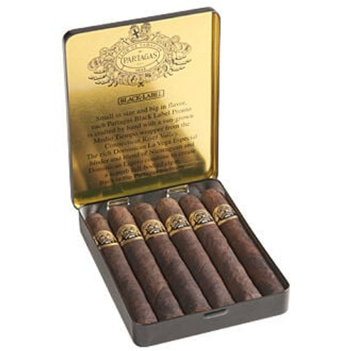 Partagas Black Label Prontos Cigars - 4.18  x 36 (5 Tins of 6 (30 total)) Open