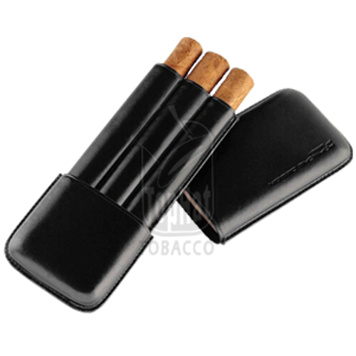 Black 3-Cigar Case (Top Grain Leather)