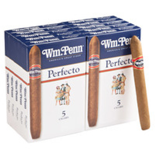 William Penn Perfecto Cigars - 5.25 x 40 (10 Packs of 5) *Box