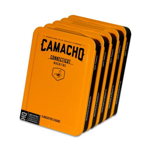 Camacho Connecticut Machitos Cigars - 4 x 32 (5 Tins of 6) *Box