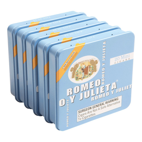 Romeo y Julieta 1875 Mini Blue Mild Cigars - 2.88 x 20 (5 Tins of 20 (100 total)) *Box