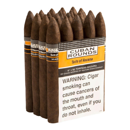 Cuban Rounds Torpedo Maduro Cigars - 6 x 52 (Bundle of 20) *Box