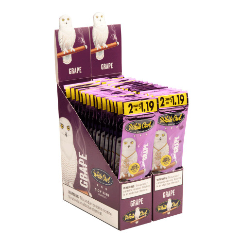 White Owl Cigarillos Grape Cigars - 4.37 x 28 (30 Packs of 2 (60 total)) *Box