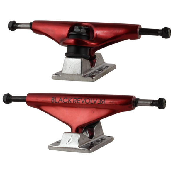 Black Revolver Skateboard Trucks - Red and Silver