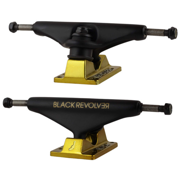 Black Revolver Skateboard Trucks - Gold & Black