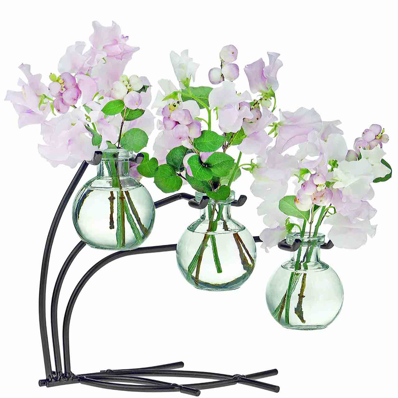 Casablanca 3 Glass Vases & Metal Stand | Couronne Co Shop
