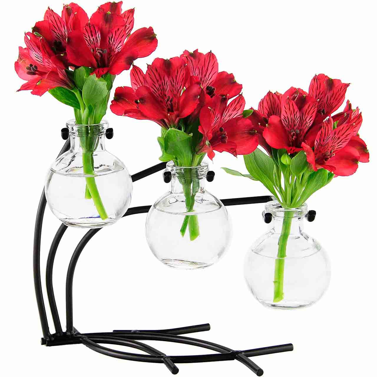 Casablanca 3 Glass Vases & Metal Stand | Couronne Co Shop