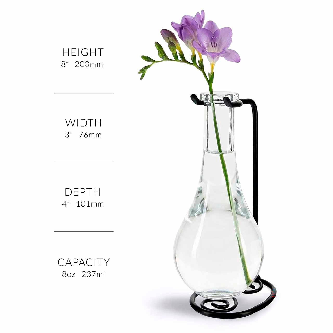 Drop Recycled Glass Vase & Metal Stand | Couronne Co Shop