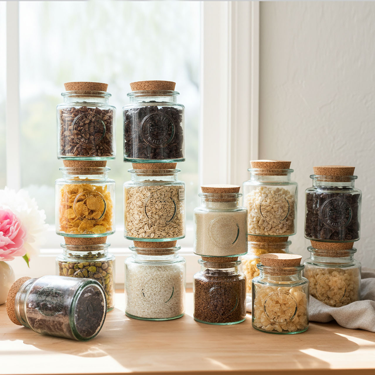 16oz Authentic Recycled Glass Jar with Cork