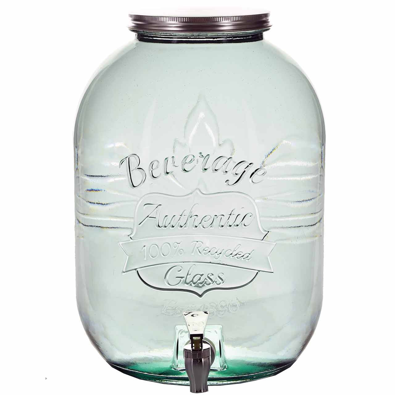 Gallon Authentic Glass Beverage Dispenser 100% Recycled Glass