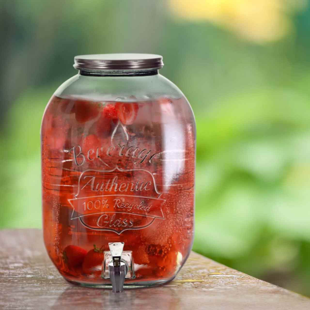 3 Gallon Authentic Glass Beverage Dispenser - 100% Recycled Glass