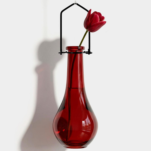Hanging Propagation Vase, Drop Bottle, Red with Tulip
