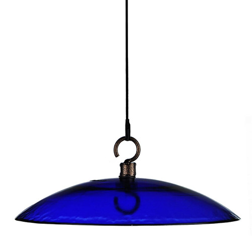 Mosaic Birds Petite Glass Baffle Dome - Cobalt Blue
