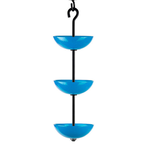 Mosaic Birds Triple Hanging Poppy Feeder - Bluebird Blue