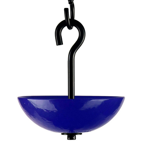 Mosaic Birds Single Hanging Poppy Feeder - Opaque Cobalt Blue