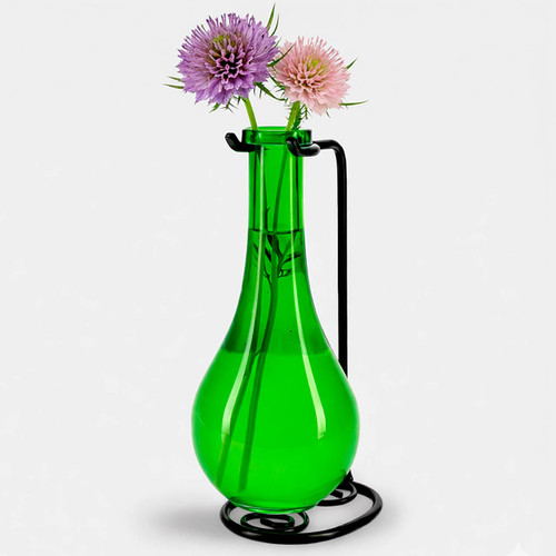 Persephone Bud Vase, Lime with Scabiosas
