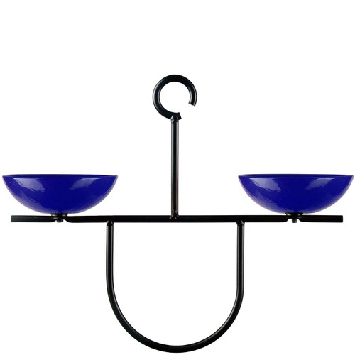 Mosaic Birds Side by Side Poppy Feeder - Opaque Cobalt Blue