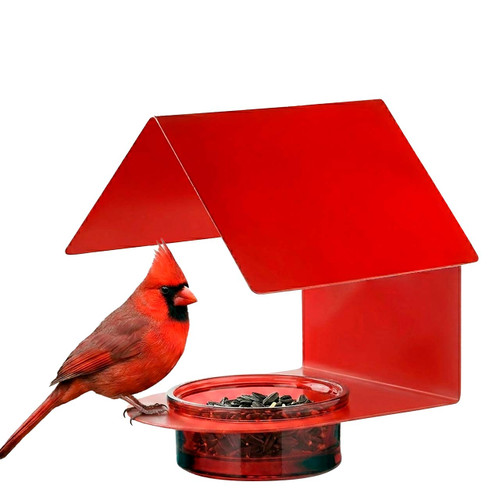 Mosaic Birds Cottage Bird Feeder - Red