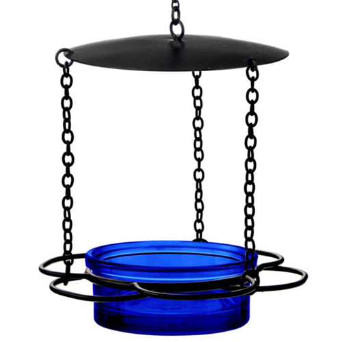Mosaic Birds Floral Bird Feeder - Cobalt Blue
