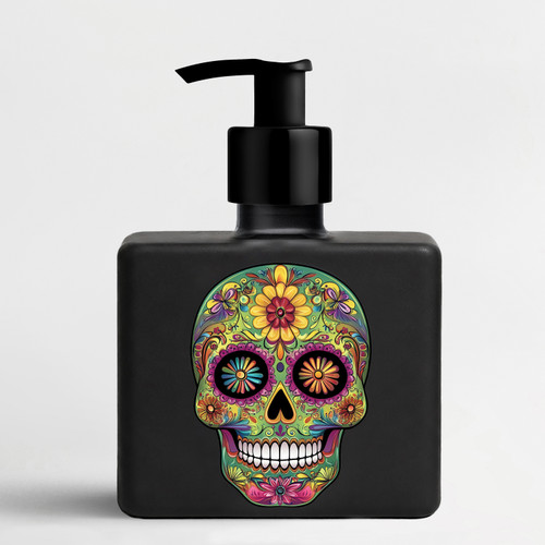 Bloom Sugar Skull Soap & Lotion Glass Dispenser Bottle, Matte Black