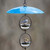 Mosaic Birds Glass Baffle Dome Bluebird Blue with Hummble Bird Feeders