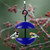 Mosaic Birds Double Hanging Poppy Feeder Opaque Cobalt Blue with Birds