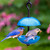 Mosaic Birds Double Hanging Poppy Feeder with Blue Feeder